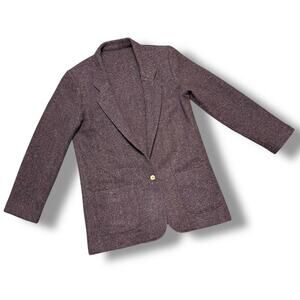 Vintage 60s Jantzen Wool Herringbone Purple Speckled Blazer Jacket Sz 10
